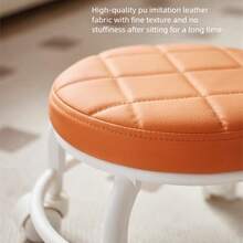 Accesorio amigable para bebés, taburete de aprendizaje multifuncional para niños con ruedas universales y taburete bajo, taburete redondo para el hogar para cambiar zapatos hecho de tela de cuero, taburete con ruedas para personas perezosas y pequeña silla de costura de belleza, taburete de celebridad de internet