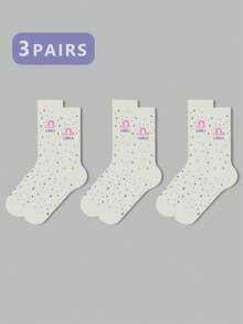 1/2/3 双女士十二生肖袜、白袜、黑袜、中筒袜、艺术袜、运动袜、时尚袜、女童袜、中筒袜、简约袜、休闲袜、适合日常穿着、秋季 - 彩色 - 查看 40