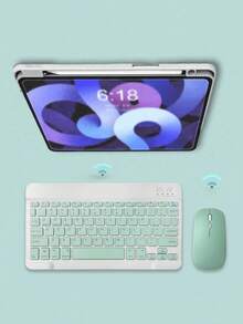 AKKHOO 无线蓝牙键盘鼠标组合，兼容 iPad、电脑、手机、平板电脑、可充电、静音、迷你键盘鼠标套装 - 薄荷綠 - 查看 11
