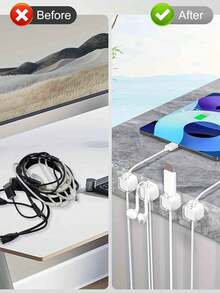 3 piezas Clips magnéticos de cable con soporte adhesivo ajustable - Fuerte atracción magnética y base adhesiva, multicolor (blanco, rosa, morado, azul claro, verde menta) para escritorio de oficina en casa, coche, pared, mesita de noche - Organiza cargadores, cables, auriculares, clips, escritorio ordenado, plástico minimalista