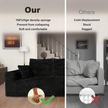 105/163"Sectional Sofa Couch,(Black)Modern Minimalist Cloud Couches For Living Room, Corner Corduroy Sofa With Ottoman, No Assembly Required,Sofa Bed,Sofas For Living Room,Living Room Set Furniture,Couch,Sofa, Convertible Sofa Bed, Living Room Furniture, Muebles, Bedroom Furniture Set, Recliner Chair For Adult, Living Room Set Furniture.