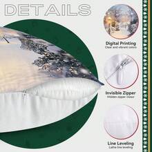 4pcs Christmas Snowy Landscape Printed Pillow Cover Set - Peach Velvet Pillow Case 45*45cm