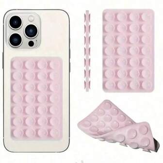 1pc Thick Silicone Double-Sided Suction Cup Phone Holder, Suitable For Phone Cases, Hands-Free Sticky Phone Handle. Applicable To Devices, Essential Party Supplies, Best Gift For Valentine's Day, Christmas, Thanksgiving, Double-Sided Suction Cup Bathroom Phone Holder