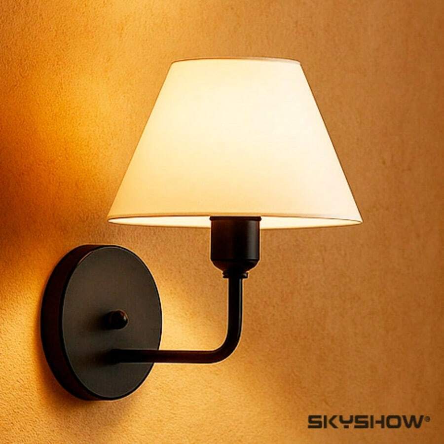 SKYSHOW Aurora Retro Wall Sconce For Bedroom Living Room Hallways Decorative Bivolt Lampshade - Mái vòm trắng đế đen - Xem 1