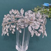 1 Stück Silber Kristall Haarschmuck für Frauen, handgefertigtes Perlen Blumen Haarband Haaraccessoire, geeignet für Hochzeit, Verlobung, Abschlussball