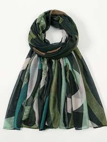 1pc Geometric Pattern Elegant Casual Polyester Chiffon Printed Scarf/Headscarf, Suitable For Work, Street, Party, Spring/Summer/Autumn/Winter
