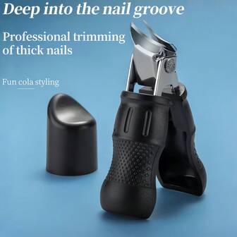 1 Stück spritzwassergeschützter Nagelknipser, dosen-förmiges kompaktes & tragbares Design, gebogene Edelstahlklinge geeignet für dicke Fußnägel, rutschfester Griff, unverzichtbares Maniküre- & Pediküre-Werkzeug