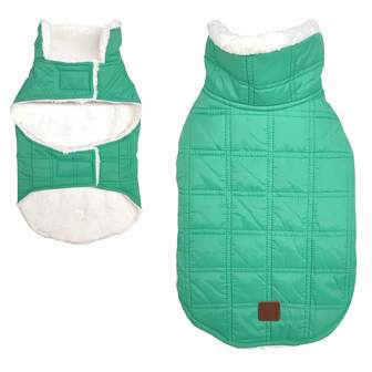 1 件方形绗缝可调节胸部和腰部钩环宠物夹克外套，适合小型猫/狗，秋冬保暖