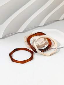 6pcs Women's Elegant Acrylic Resin & Metal Bangle Bracelet Set, Suitable For Daily Wear (Random Color & Pattern)