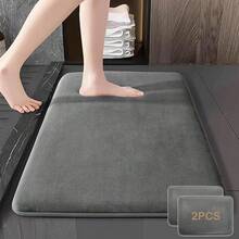 2 Piezas Alfombra de Baño de Espuma de Memoria Antideslizante Alfombra de Baño de Secado Rápido Alfombra de Microfibra Lavable aáquina Alfombra de Piso Súper Absorbente Suave - Gris Oscuro - Ver 9