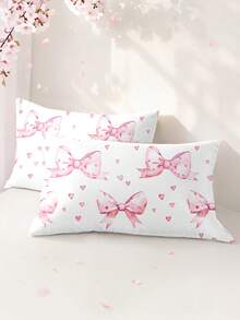 1pc/2pcs/4pcs Black And White Heart Pattern Pillow Cover Set (Pillow Inner Not Included), Soft & Comfortable, Suitable For All Seasons