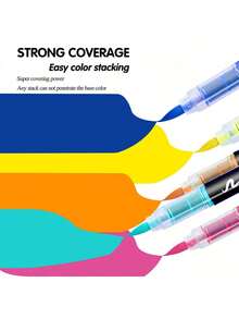 GuangNa 12/24/36/48/60/72/100/120/168/200/240/288 Colors Stylish Liquid Acrylic Marker With Personalized Soft Nib Design Colored Ink Pen For Calligraphy, Drawing And Coloring Essential Watercolor Pen - School Supplies Marker , Back To School Gifts