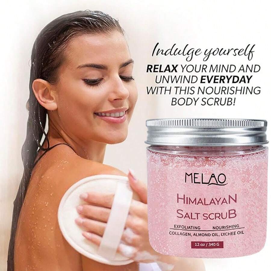 MELAO Himalayan Salt Body Scrub - Exfoliating Body Scrub For Smoother Skin, Natural Detox, Anti-Aging - Enriched With Essential Oils And Minerals - Red - View 1