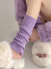 1 Pair Women's Candy Color Leg Warmers, Comfortable Casual Leg Warmers For Autumn/Winter, Cozy
