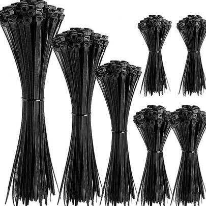 100/200/300/400pcs Black Nylon Cable Ties, Assorted Sizes (12+10+8+6+4) Inches, Multi-Purpose Self-Locking Black Nylon Zip Ties, Premium Plastic Cable Ties, Suitable For Home, Office, Garden, Workshop