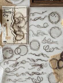 30 peças de materiais vintage para scrapbooking, padrões criativos de traços, série de estúdio de costura, adequados para presentes, escritório, casa, marcação, etiquetas, salas de aula, brinquedos de entretenimento, diários de estudantes, adesivos de decoração retrô