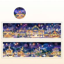 1 rolă bandă autocolantă decorativă cu tematică de ilustrații peisagistice pentru scrapbooking creativ, serie Free Wind, potrivită pentru cadouri, birou, casă, marcare, etichetare, sală de clasă, jucării de divertisment, planificator pentru studenți, accesorii DIY pentru decor vintage