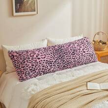 20x54 Fluffy Cheetah Print Body Pillow Cover, Leopard Print Plush Fuzzy Pillowcase With Zipper, Farmhouse Shaggy Long Pillow Cover Women Side Sleepers, Pink - 獵豹印花黑色和粉紅色 - 查看 1