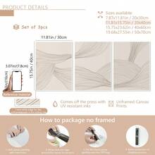 3pcs/Set Neutral Abstract Art Prints, Beige Line Art, Bohemian Home Decor, Canvas Print Modern Wall Art, Bohemian Digital Prints, Suitable For Home Decor, Room Decor, Bedroom Decor, Living Room Decoration, Bathroom Decor, Wall Decor, Optional Wall Art With Frame - Multicolor - View 12