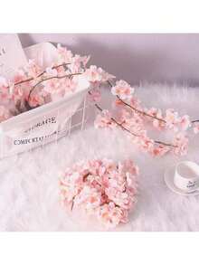 1/2/3pcs 70.87in Artificial Flowers Cherry Blossom Vine Garland Plant Artificial Ivy Garland, Fake Plants, Flower Bouquet, For Wedding Decorations, Fall Decorations For Home, Home Decor, Table Decoration, Pink Decor, Room Decor, Balcony Decor