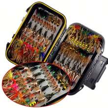 Fly Fishing Flies Kit, 24-114Pcs Handmade Fly Fishing Gear With Dry/Wet Flies, Streamers, Fly Assortment Trout Bass Fishing With Fly Box