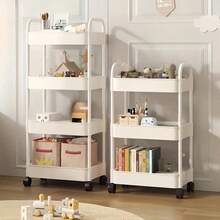 1 Giá để đồ có bánh xe - Nhựa bền, Thiết kế nhiều tầng, Giá để đồ đa năng cho đồ dùng văn phòng, đồ ăn nhẹ, sách, Thích hợp cho phòng tắm, phòng ngủ, phòng ăn, văn phòng, gia đình - Nhiều màu - Xem 2