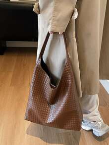 1pc (13.4in*12.2in*3.9in) Fashionable Women's Shoulder Bag, Handbag, Large Capacity, PU Material Scratch & Wear Resistant, Suitable For Shopping, Dating, Outing, Work Commute, Can Be Used Separately As Inner Liner, Elegant Minimalist Casual Chic Shoulder Bag