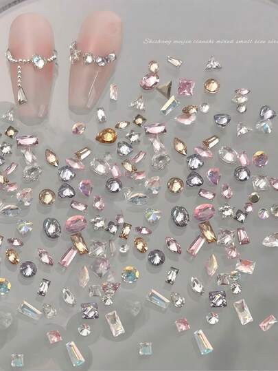 50pcs Mini Icy Crystal Clear Zirconia Nail Art Decorations - Super Shiny, Pointed Bottom Rhinestones, Suitable For DIY Manicure And Foot Decoration Nails Nail Supplies Nail Gems