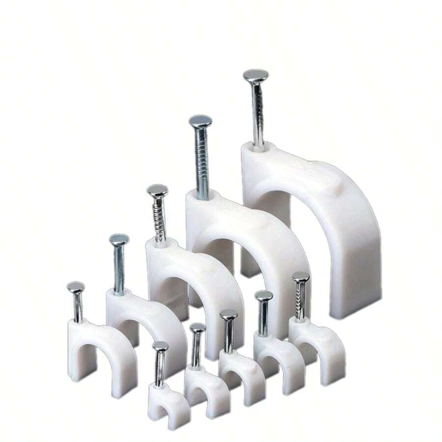 带钢钉的电缆夹,3mm 4mm 5mm 6mm 7mm 8mm 9mm 10mm 12mm 14mm 16mm,带钢钉的电线墙夹,以太网电缆夹,电缆夹同轴电缆夹,RG6 RG59 CAT6 RJ45 电缆线夹,白色,电缆管理整理器夹,电缆夹同轴电缆固定夹 - 白色 - 查看 1