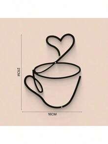 [Luxury Iron Art Wall Hanging Art] 1pc/3pcs Modern Black Metal Coffee Cup Wall Hanging Art, Graphic Pattern Sculpture, Cultural Theme Wall Hanging Decoration, Suitable For Living Room, Dining Room Background, Indoor Use - Luxury Iron Art Wall Hanging Art Room Decor Bedroom Decor Home Decor Wall Decor - Black - View 10