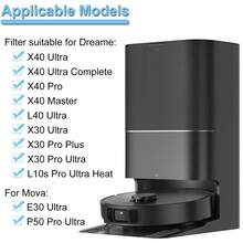 4 قطع من ملحقات فلتر HEPA ل- Dreame L10s Pro Ultra Heat، L10s Ultra Gen 2، X40 Ultra Complete، X40 Master، L40 Ultra، X30 Ultra، Mova P50 Pro Ultra، E30 Ultra مكنسة كهربائية