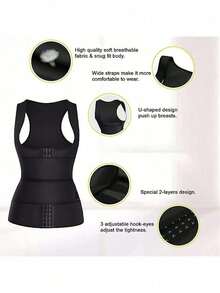 1pc Women Shapewear Sports Waist Trainer With Hooks & Loop Closure, Slimming Tummy Control Bodysuit Bra Shaper