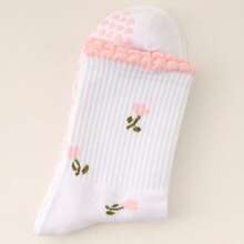 Women's Yoga Socks, Non-Slip Pilates Socks, Soft & Comfortable Moisture-Wicking Durable Socks With Minimalist Floral Pattern, Suitable For All Seasons
