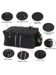 Multi Function Waterproof Cycling Insulated Trunk Cooler Bag Bicycle Bike Rear Seat Bag Luggage Rack Pannier Bag - Black - View 6