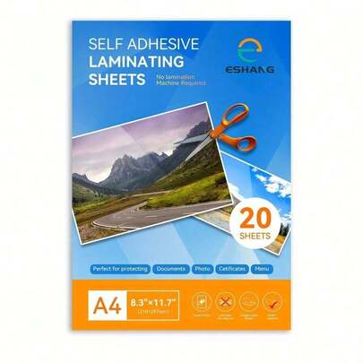 A4 20 Sheets Clear Vinyl Cold Laminating Sheets 8.3x11.7 Inches Self Adhesive Vinyl Sticker Unprintable
