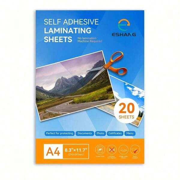 A4 20 Sheets Clear Vinyl Cold Laminating Sheets 8.3x11.7 Inches Self Adhesive Vinyl Sticker Unprintable