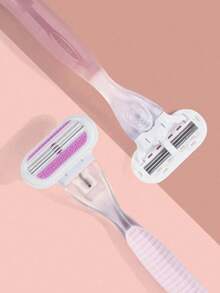 1 个手柄 + 4/8 个刀片套装 女士比基尼手动脱毛工具 3 层不锈钢剃须刀片可更换安全剃须刀片 - 彩色 - 查看 8