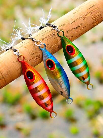 1 pieza/5 piezas Pesos grandes de señuelo de pesca Jig de 10g Señuelos de pesca de agua salada Jigs de metal para lubina Señuelo artificial de pez con brillo holográfico