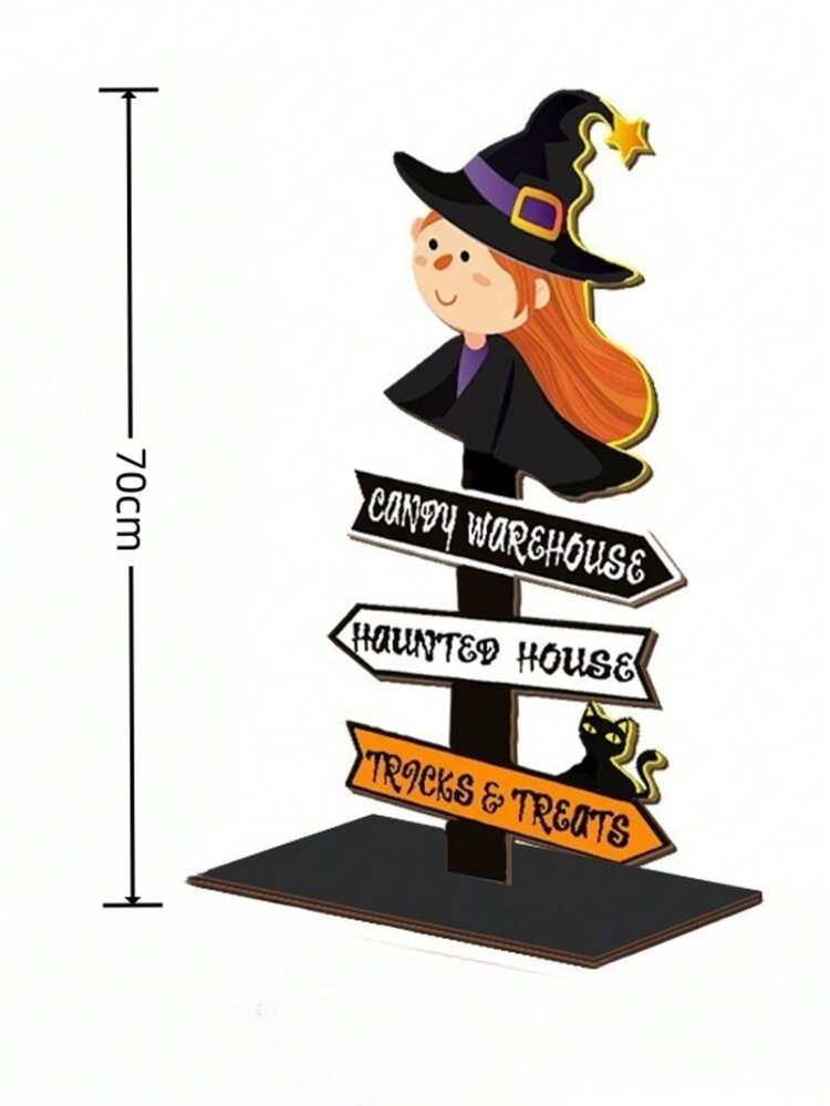 Letrero decorativo de Halloween Feliz / Tabla de decoración de pared de madera con piernas y sombrero de bruja colgante / Decoración colgante para la puerta principal de campo / Decoración de arte de otoño / Adecuado para el hogar, la habitación, el interior, el exterior, la fiesta de vacaciones, la decoración del patio, la pared colgante, la ventana - Multicolor - Añade 15