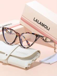 LALAMOLI LALAMOLI Katzenauge Vollrahmen Klarglas, Perlenverzierung an den Bügeln, geeignet für den täglichen Gebrauch und als Geschenk