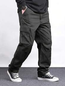 1件青少年男童休闲直筒裤，带侧袋，黑色，适合春、夏、秋、冬四季穿着。 - 黑色 - 查看 2