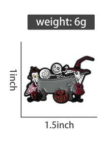 QIHOO Broche de Esmalte de Filmes de Terror Animados, Monstro Esqueleto de Halloween, Broche de Lapela, Mochila, Distintivo, Joia, Presente para Amigos - Multicolorido - Visão 2