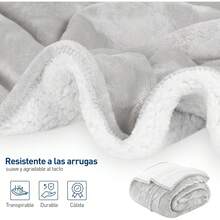 Manta Doble para Cama o Sofá, Manta Ultra Suave y Transpirable, Material de Alta Calidad, Adecuada para Climas Fríos, Manta Cálida de Shearling, Ligera, 180 * 200 cm (Color Perla, Doble) - gris - Ver 11