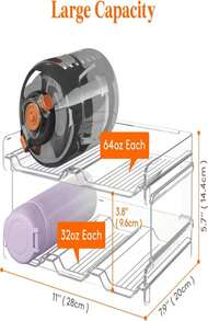 Lifewit Stackable Water Bottle Organizer For Cabinet, Kitchen Pantry Organization And Storage, Plastic Fridge Wine Racks, Tumbler Travel Cup Holder, 2Pack, Hold 6 Bottles