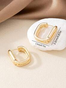 1 Pair Minimalist & Fashionable High-End Design Hoop Earrings, Suitable For Women's Daily Or Party Wear
