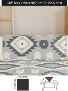 1件波西米亚菱形绗缝毛绒沙发垫套，暖色调乡村风格沙发套，防滑防刮，四季皆宜，适用于1/2/3/4座沙发和组合沙发，秋季装饰，房间装饰，返校季，学习用品 - 深灰色 - 查看 17