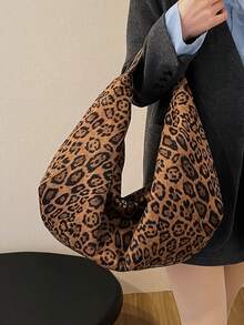 1 件大容量纯色绒面革托特包，女士休闲流浪包，时尚单肩腋下包，适合女性日常使用，秋冬热销女包，女士托特包，完美搭配秋季服装女士 - 棕色 - 查看 4