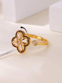 1 PC Luxury Crystal Snowflake Rings For Women Rotatable Fidget Anxiety Adjustable Ring Anti Stress Fashion Jewelry Christmas Gift