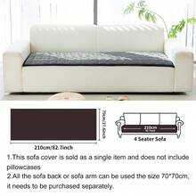 1pc Solid Color Plush Sofa Cover - Modern Non-Slip Warm Sofa Protector, Black Edged Bottom Sofa Cushion, Fits Single To Four-Seater Sofa - Machine Washable Polyester Home Decor