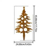 1 pieza Estaca de árbol de Navidad de metal vintage oxidado - Decoración navideña resistente a la intemperie para exteriores, con diseño de estrella y adorno, perfecta para patio, césped, porche o cerca, decoración del hogar y jardín para Navidad